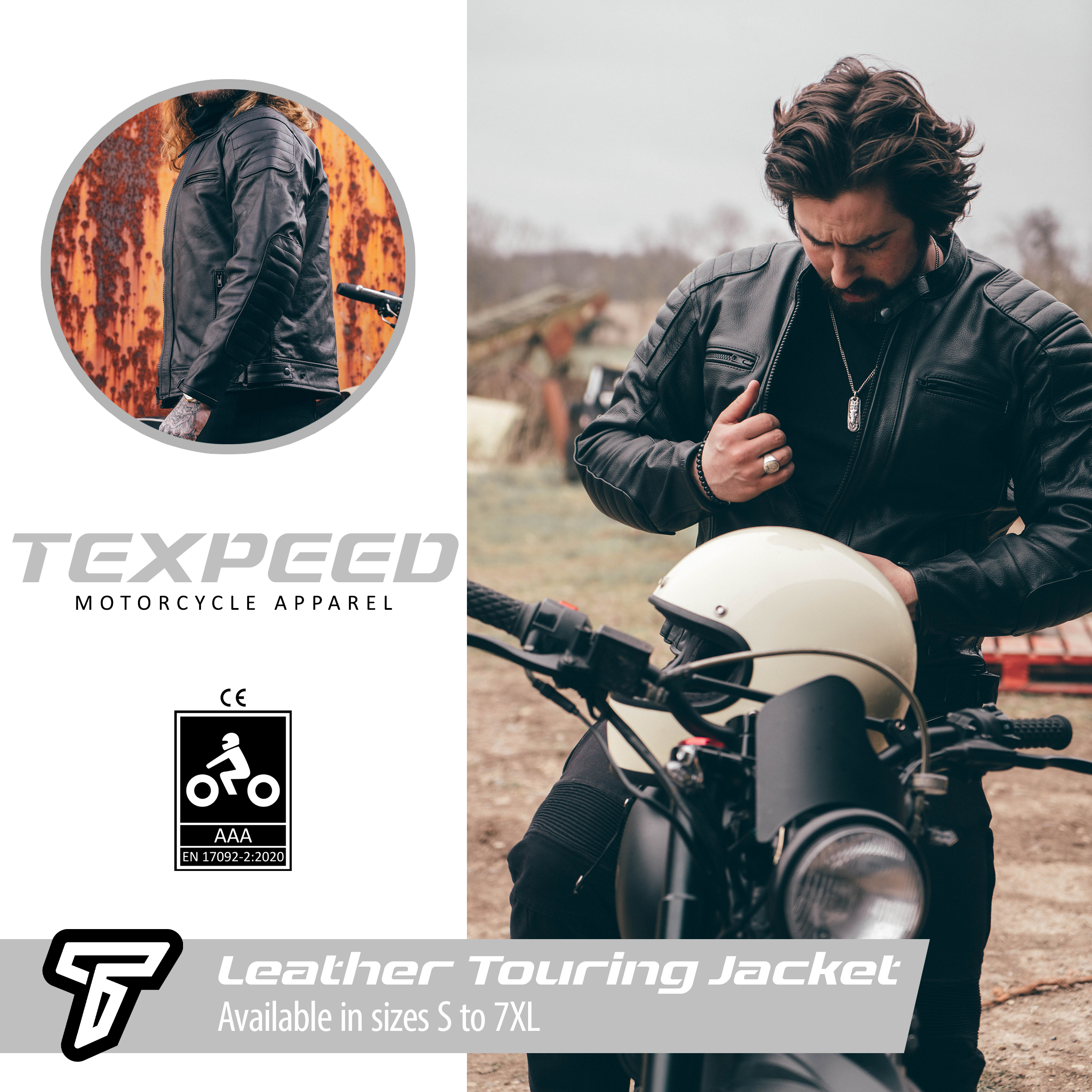 Leather Motorbike Motorcycle Jacket Touring With Genuine CE Armour